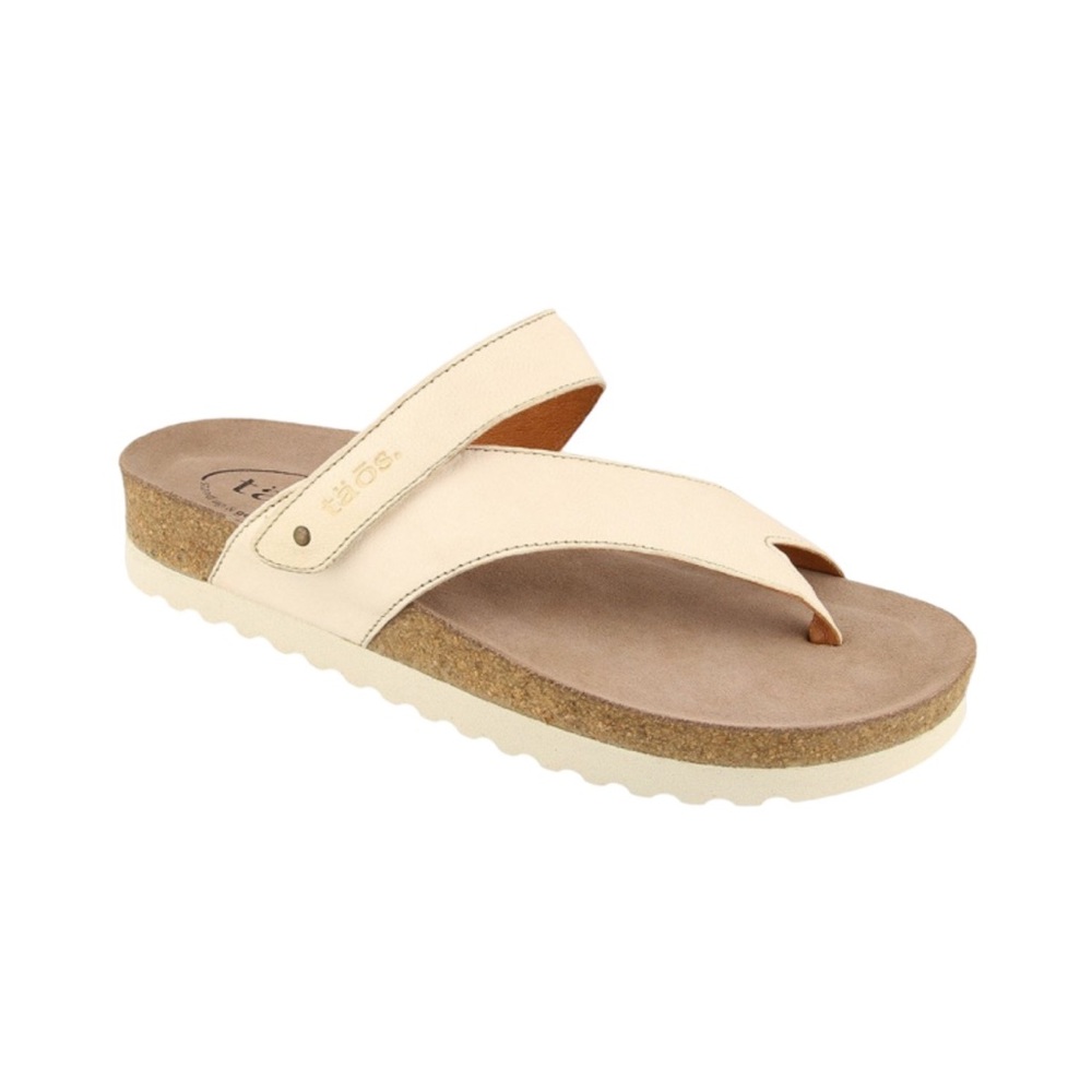 Taos Lola Thong Strap Sandal Off White Leather Women's 39 / US 8 NEW